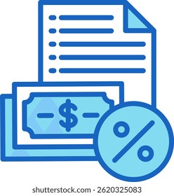 Icono de impuestos Ilustración vectorial azul