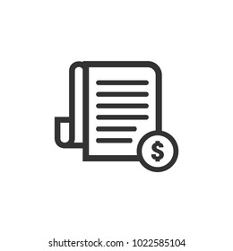Taxes icon isolated on white background. Bill symbol modern, simple, vector, icon for website design, mobile app, ui. Vector Illustration