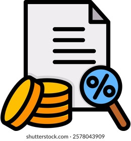 Taxes Icon Lineal Color Vector Illustration