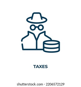Taxes icon. Linear vector illustration from taxes collection. Outline taxes icon vector. Thin line symbol for use on web and mobile apps, logo, print media.