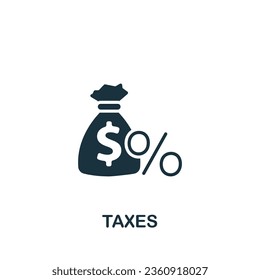 Taxes icon. Monochrome simple sign from freelance collection. Taxes icon for logo, templates, web design and infographics.