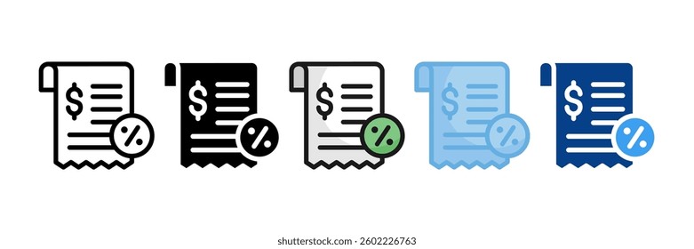 Taxes Icon Set Multiple Style Collection