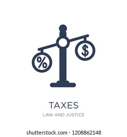 Taxes icon. Trendy flat vector Taxes icon on white background from law and justice collection, vector illustration can be use for web and mobile, eps10