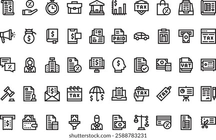 Taxes icons High-Quality Vector Icons Collection with Editable Stroke. Ideal for Professional and Creative Projects.