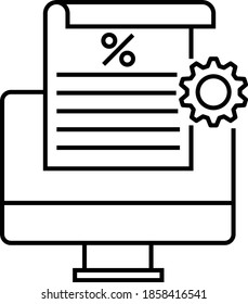 Taxes Managmenet Concept, pay tax online  Vector Icon Design, Compulsory Financial charges and Taxation Symbol on White Background, Levy Sign, Display Screen, Cogwheel and Report Design