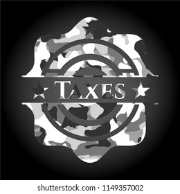 Taxes on grey camouflage pattern
