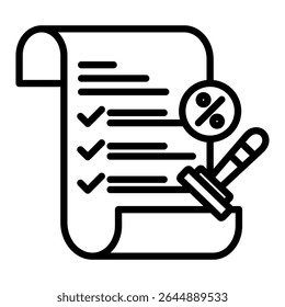 Icono de esquema de impuestos. Diseño de icono de Vector simple en estilo de contorno. Formato de Vector editable