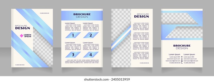 Taxes regulations blue blank brochure design. Template set with copy space for text. Premade corporate reports collection. Editable 4 paper pages