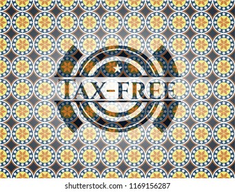 Tax-free arabic style emblem. Arabesque decoration.