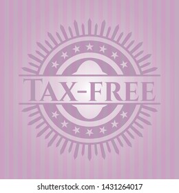 Tax-free badge with pink background. Vector Illustration. Detailed.