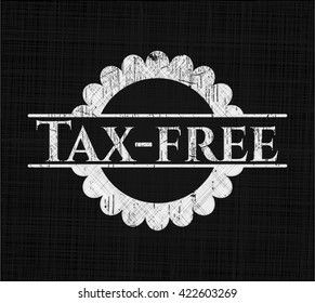 Tax-free chalkboard emblem on black board