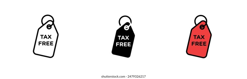 Tax-free icon, black fill tax free icon, fill icon, simple tag tax free icon