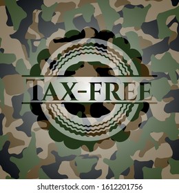Tax-free on camouflage pattern. Vector Illustration. Detailed.