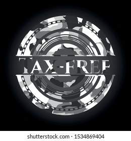Tax-free on grey camouflaged texture
