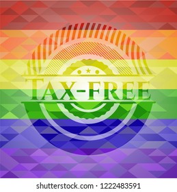 Tax-free on mosaic background with the colors of the LGBT flag