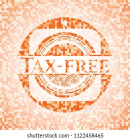 Tax-free orange mosaic emblem with background