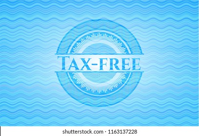 Tax-free water representation emblem background.