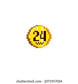 Taxi 24 hour sign.Pixel art flat style. Icon for websites, logo, web design, mobile app, info grap