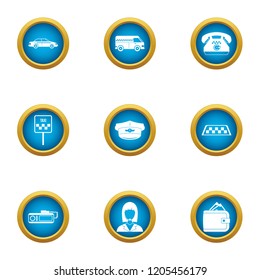 Taxi agency icons set. Flat set of 9 taxi agency vector icons for web isolated on white background