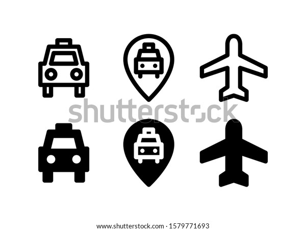 Taxi, Airport, &
Public Transportation Icon. Holiday & Travel Icon Set Vector
Logo Symbol.
