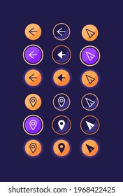 Taxi app UI elements kit. Setting for online drive ordering isolated vector icon, bar and dashboard template. Web design widget collection for mobile application with dark theme interface