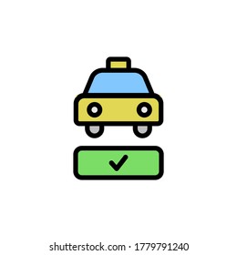 Taxi, approved icon. Simple color with outline vector elements of taxi service icons for ui and ux, website or mobile application