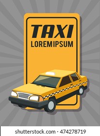 taxi auto car automobile retro cartoon icon. Colorful design. Striped background. Vector illustration