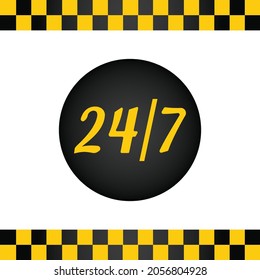 Taxi background with taxi stripes and button work all day. Vector illustration