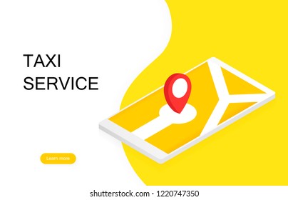 Taxi banner. Online mobile application order taxi service. Modern vector illustration.