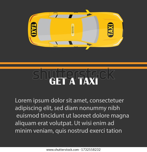 Taxi banner top view. Online\
mobile application order taxi service horizontal illustration.\
