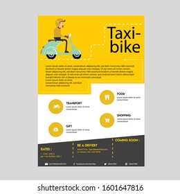 Taxi Bike Design Template Flyer Corporate Identity Set Mockup Poster Pamphlet Brochure Cover Design Layout 