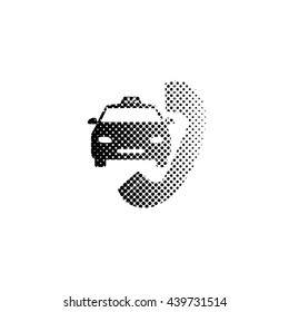 taxi - black vector icon;  halftone illustration