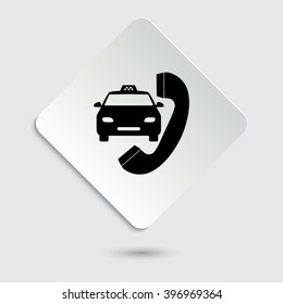 taxi - black vector icon on  a paper button