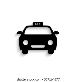 taxi - black vector  icon with shadow