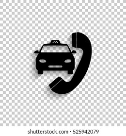 taxi - black vector  icon with shadow