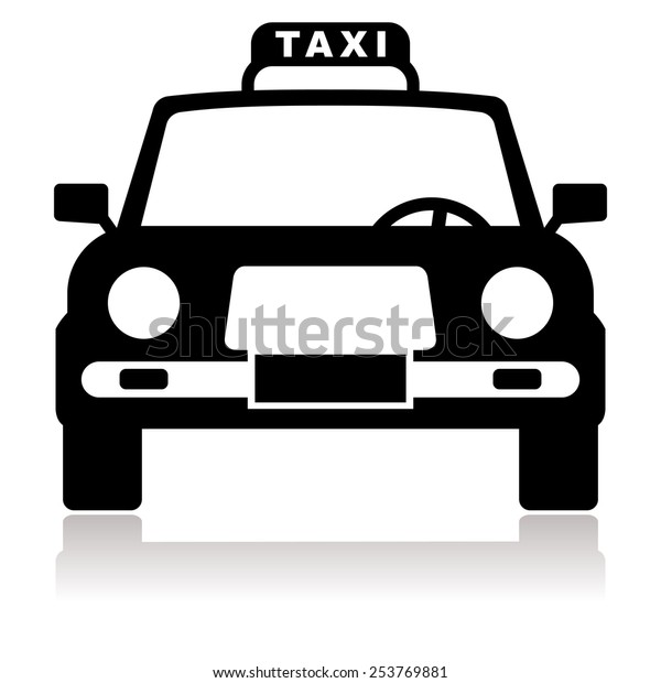 taxi black and white,\
front