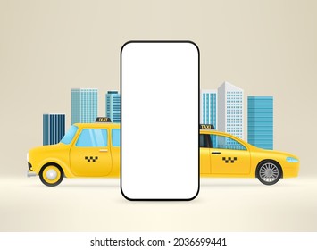 Taxi Booking Application Vector Mockup. Smartphone With Blank Screen 