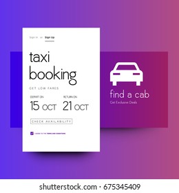 Taxi Booking Get Low Fares UI UX Screen Design With Select Date Calendar  