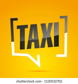 Taxi in brackets speech black yellow banner icon