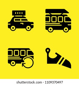 taxi, bus, climbing shoes and bus vector icon set. Sample icons set for web and graphic design