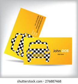 Taxi business card design with cutout checkered car shape