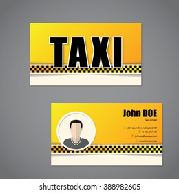 Taxi business card template design with driver photo on back