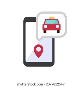 Taxi (cab) app, ride share app vector icon illustration	
