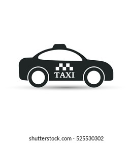 Taxi Cab Black Vector Icon. Taxi Car Side View.