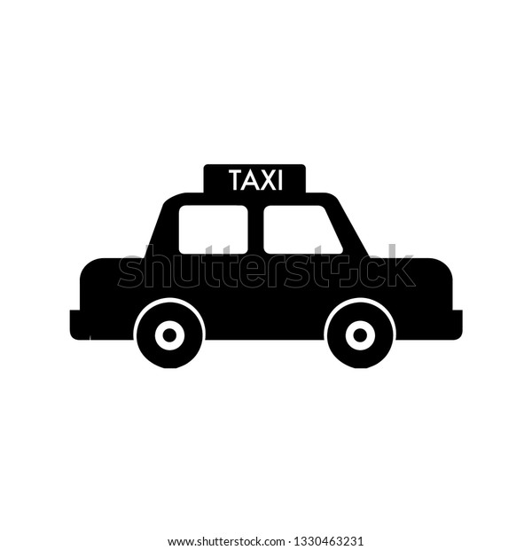 Taxi cab black\
vector icon. Taxi car side\
view.