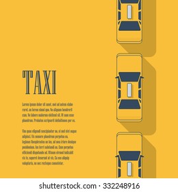 Taxi cab car icon in line art style on background with space for text such as presentation or description. Eps10 vector illustration.