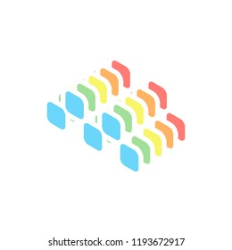 Taxi cab or car. Simple icon. Stack of colorful isometric icons on white background