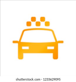 Taxi cab or car. Simple icon. Orange sign with low light on white background