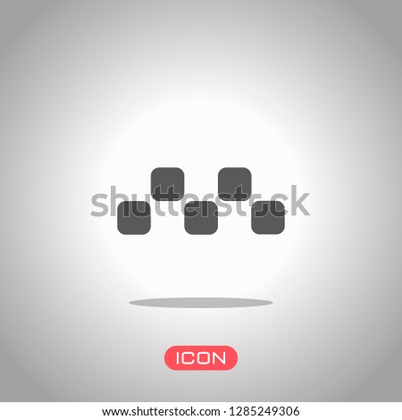 Taxi cab or car. Simple icon. Icon under spotlight. Gray background
