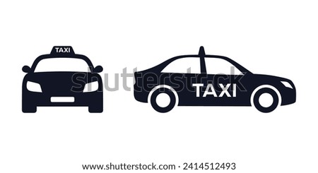 Taxi cab car vector icon. Taxi car front and side view flat pictogram designs, Vector illustration.